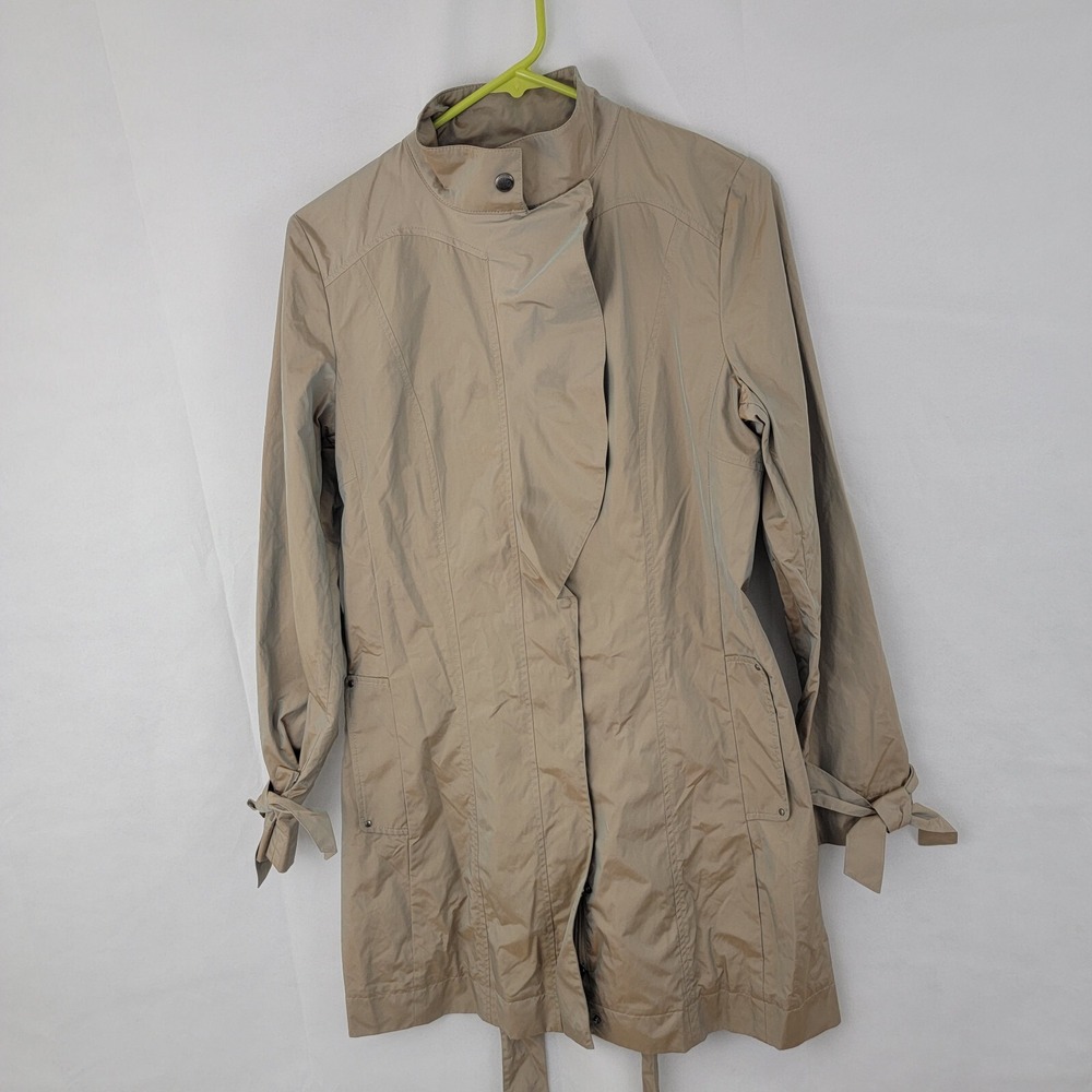 COLE HAAN Womens Raincoat SMALL Windbreaker BEIGE Jacket Iridescent Topaz READ